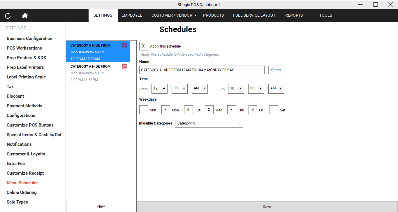 Blogic Systems How to Use the Menu Scheduler – BLogic Systems Helpdesk