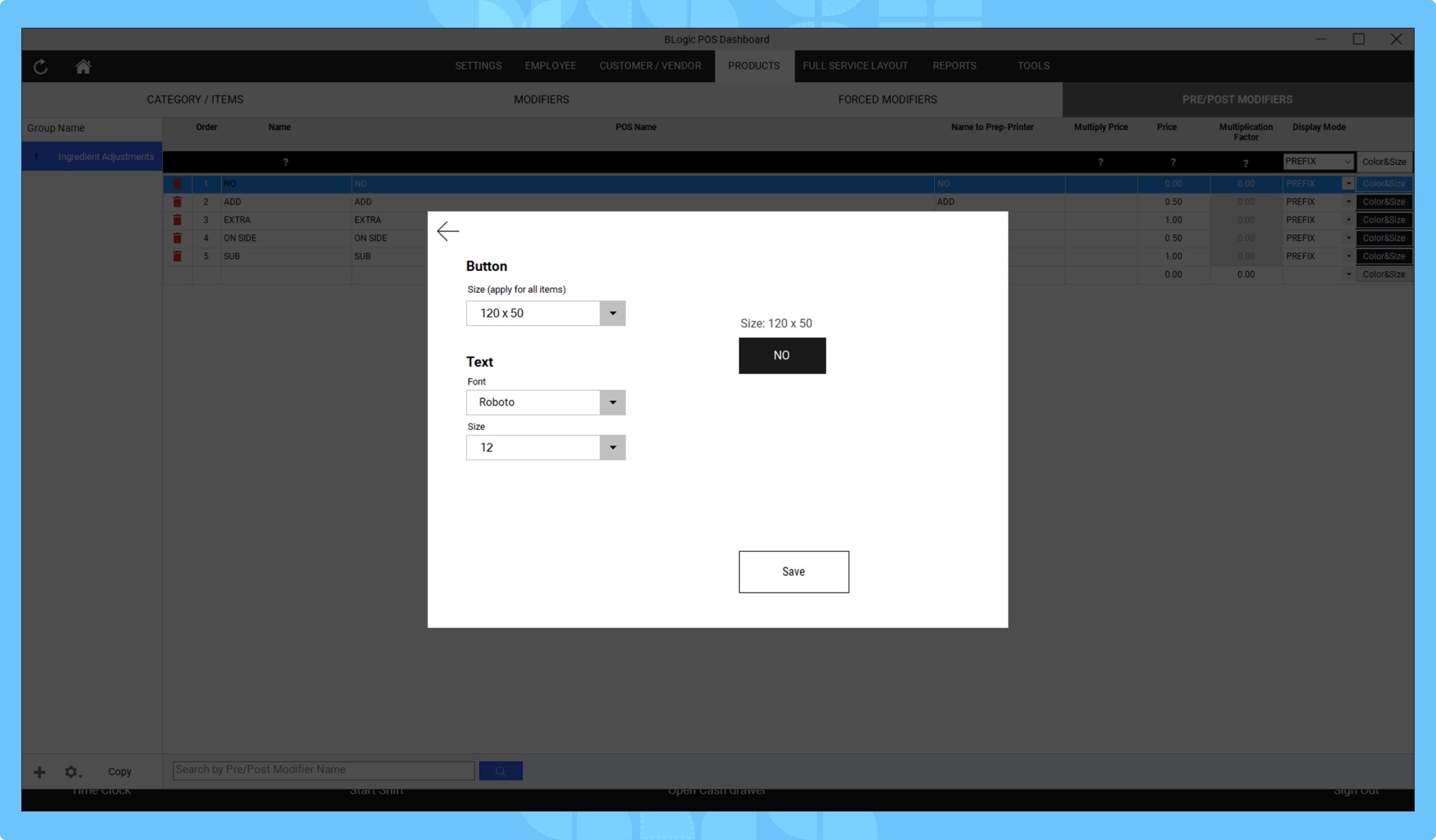 How to Use Pre/Post Modifiers POS? – BLogic Systems Helpdesk