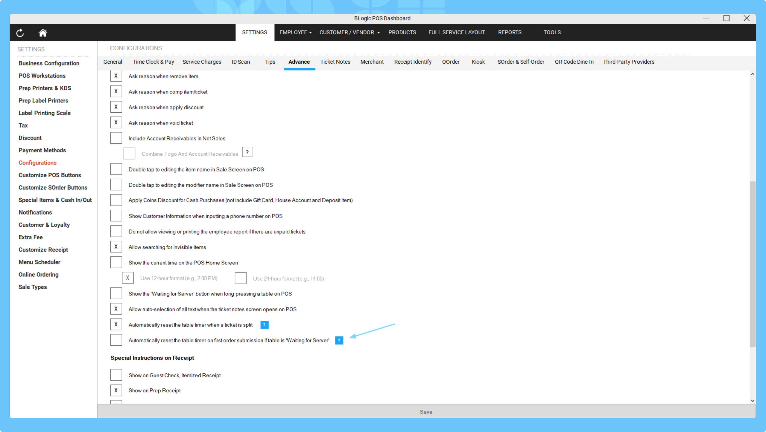 Blogic Systems How to Configure Automatic Table Timer Reset in POS Dashboard – BLogic ...