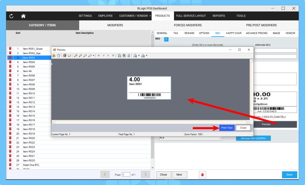 Blogic Systems How to Print Barcode Labels for Items in POS Dashboard – BLogic Systems ...